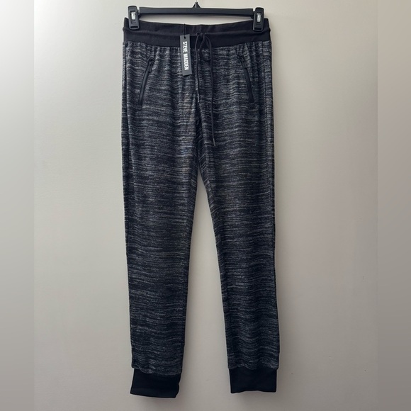 Steve Madden Black and Gray Jogger Sweatpants with Elastic Cuffs - Picture 1 of 5